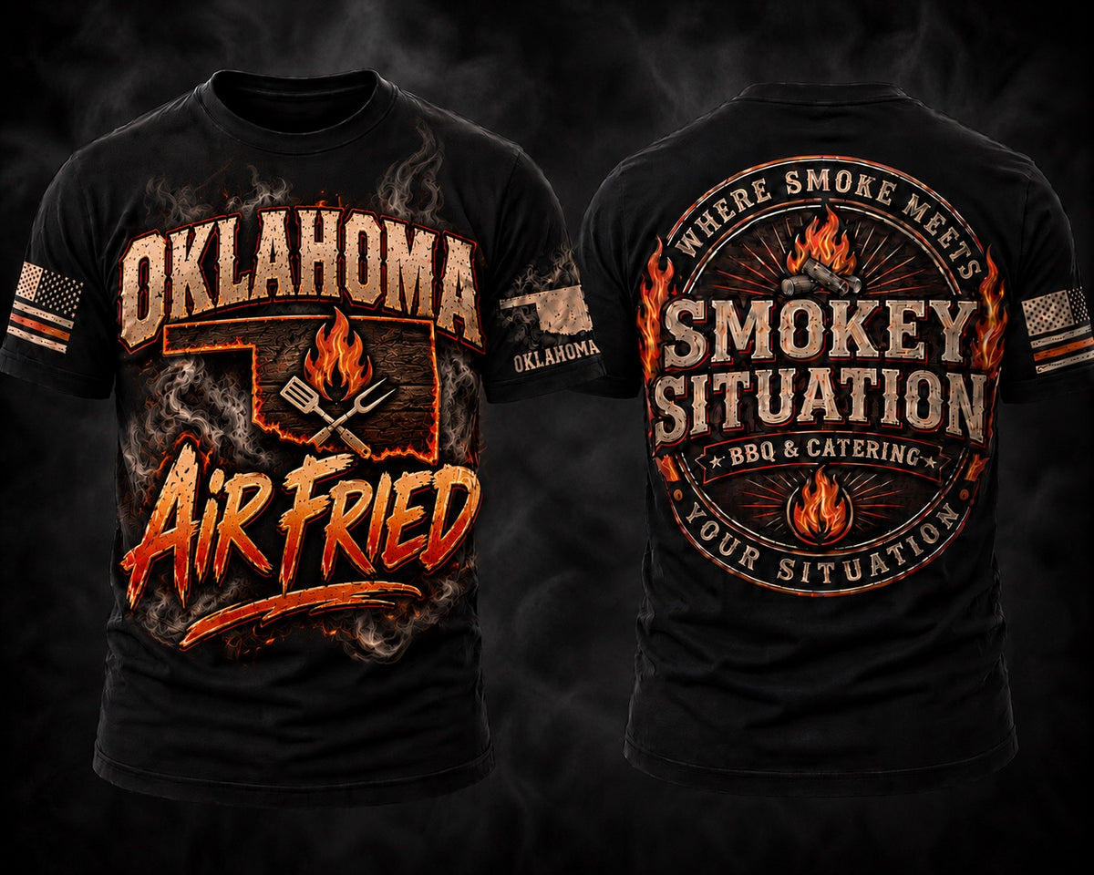 Oklahoma Air Fried shirt design by Smokey Situation BBQ & Catering