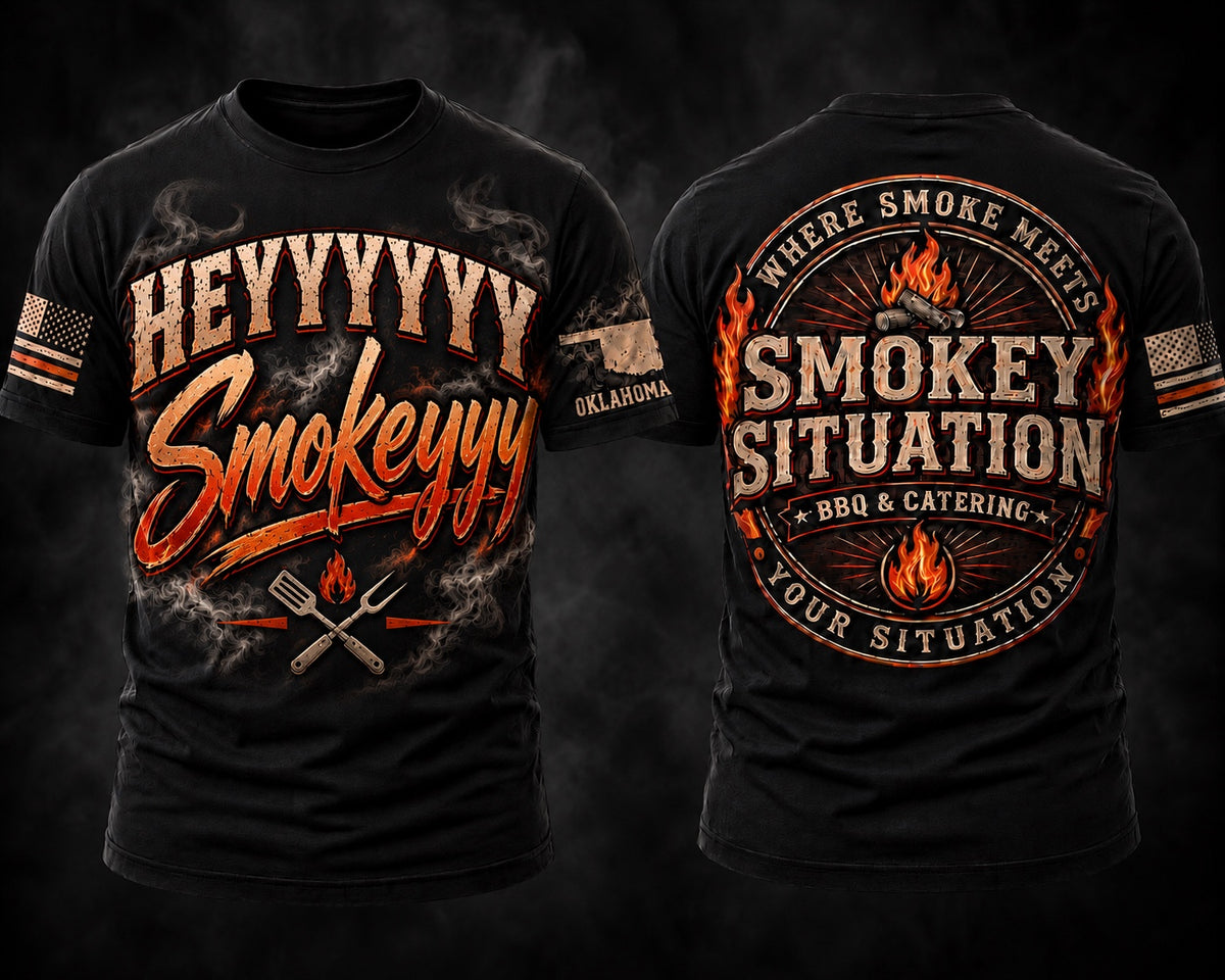 Heyyyyy Smokeyyy shirt design by Smokey Situation BBQ & Catering